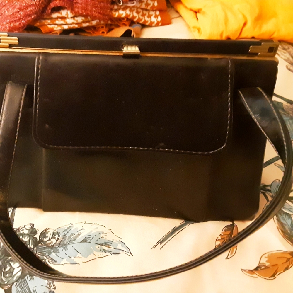 Vintage 1960 Kelly  Black purse